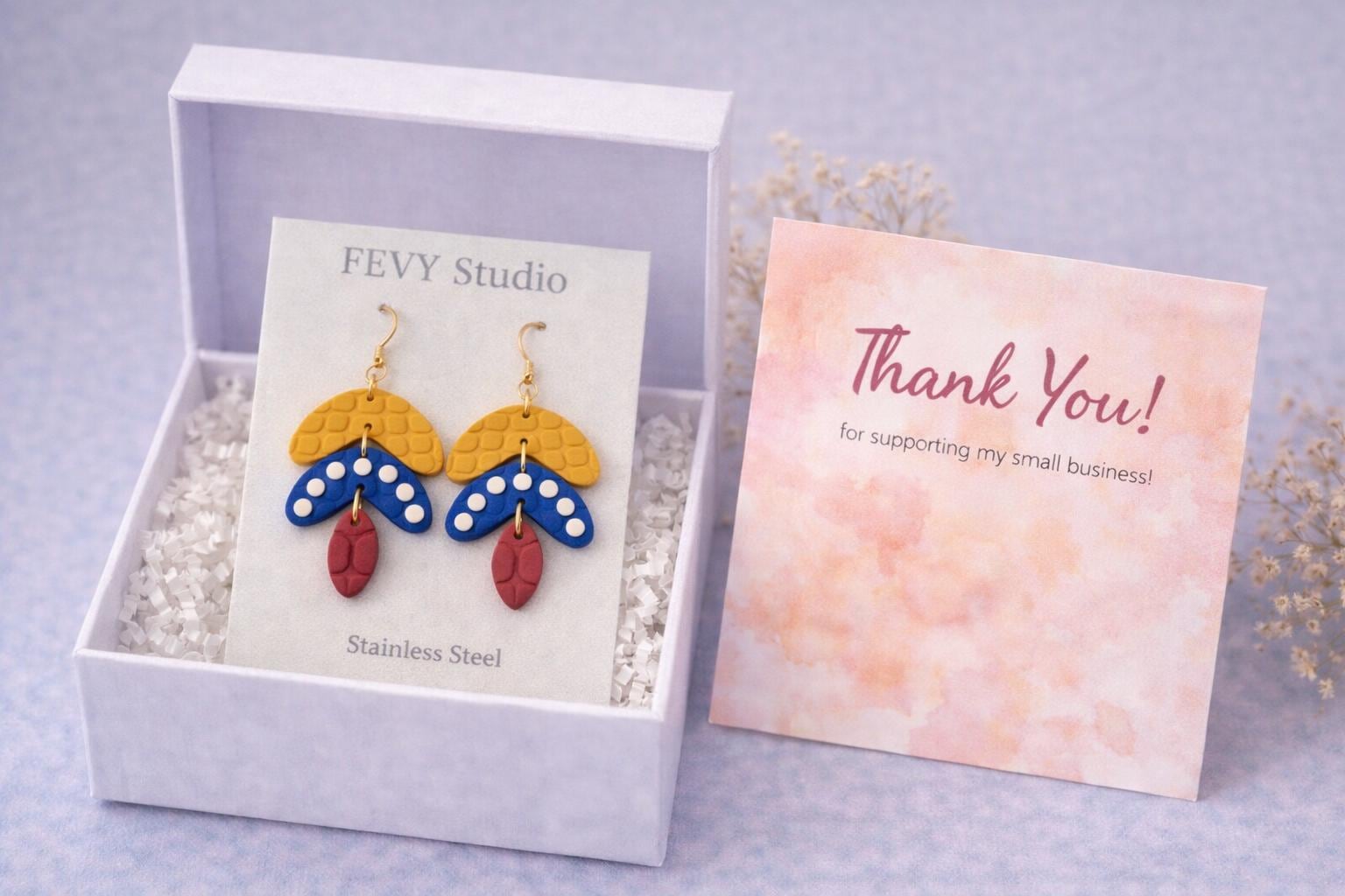 Handmade Polymer Clay Venezuela Flag Earrings | Statement Dangle Jewelry, 18K Gold Plated Hooks