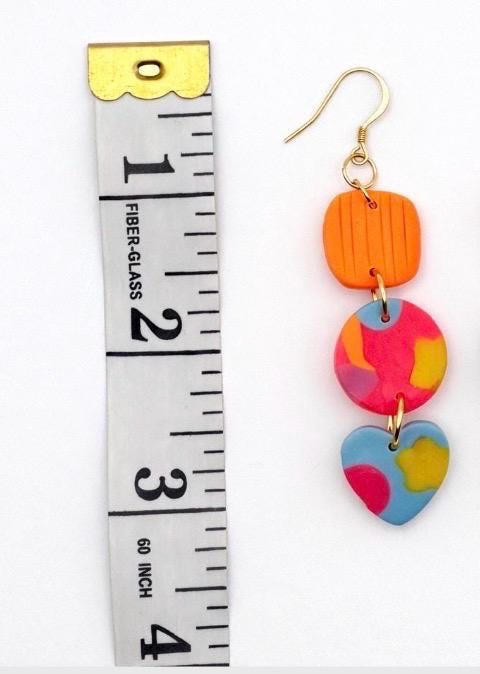 Colorful Geometric Polymer Clay Earrings – Modern Bold Dangles