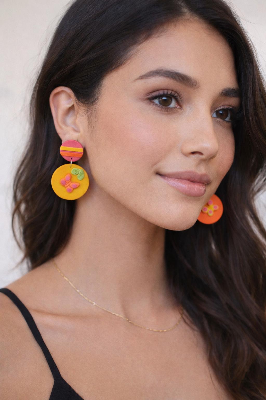Handmade Butterfly Polymer Clay Statement Earrings | Lightweight Summer Jewelry