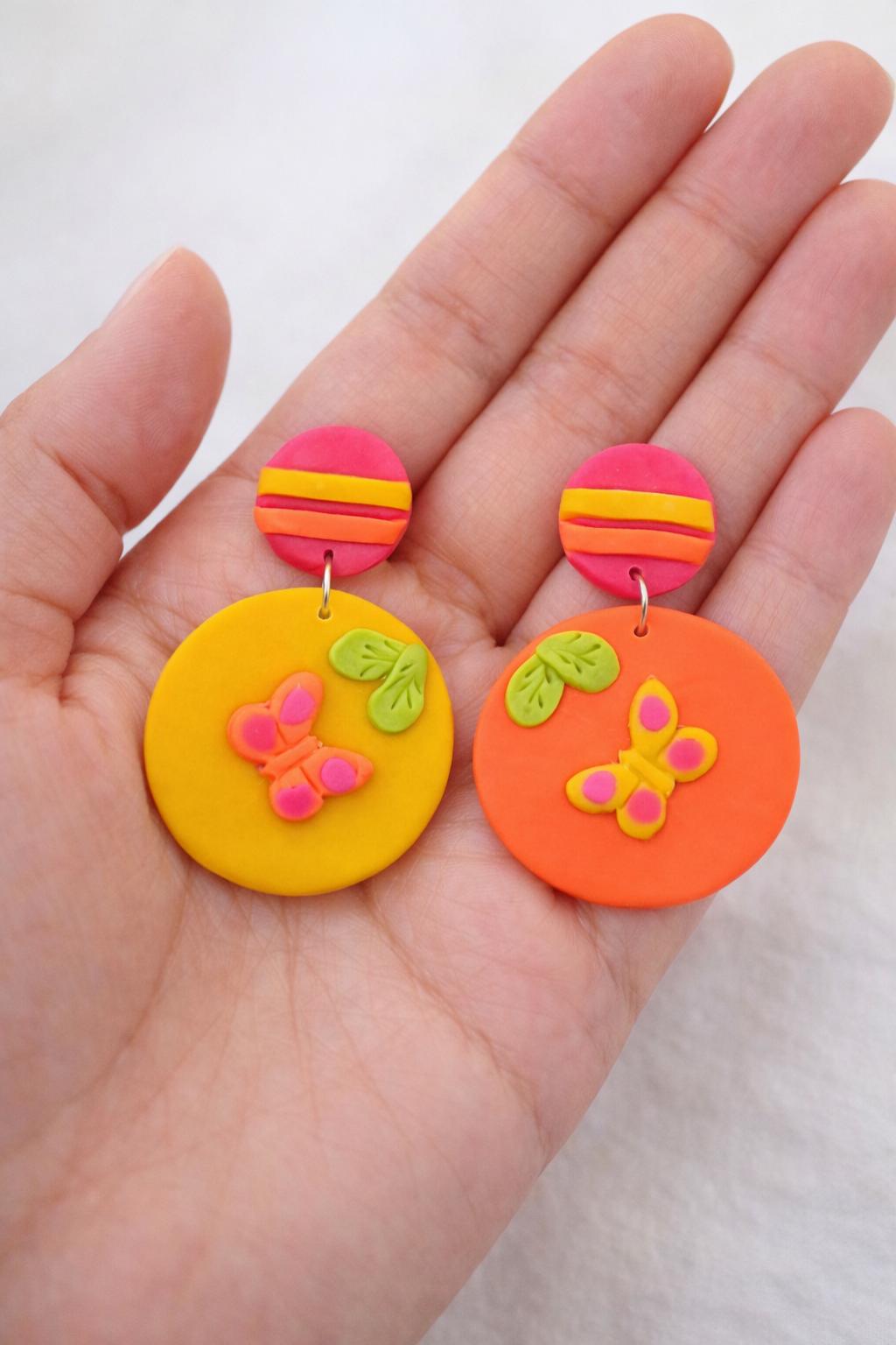 Handmade Butterfly Polymer Clay Statement Earrings | Lightweight Summer Jewelry