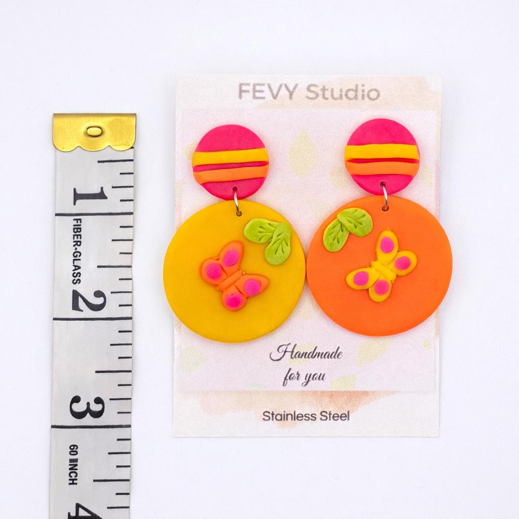 Handmade Butterfly Polymer Clay Statement Earrings | Lightweight Summer Jewelry