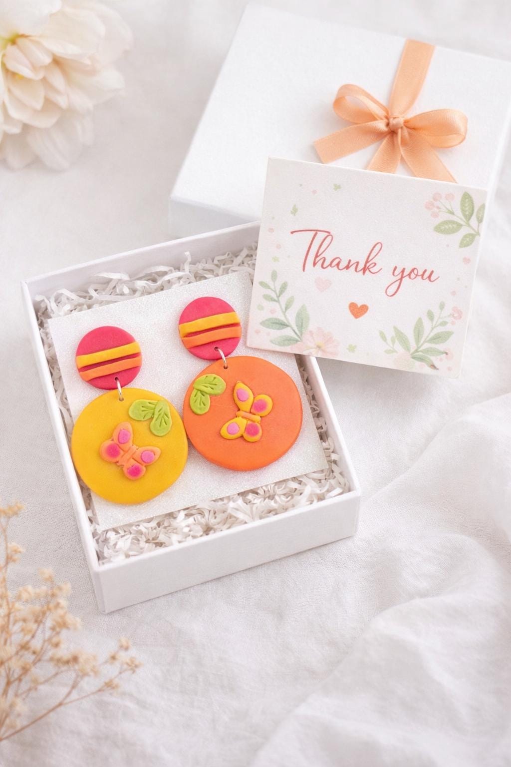 Handmade Butterfly Polymer Clay Statement Earrings | Lightweight Summer Jewelry