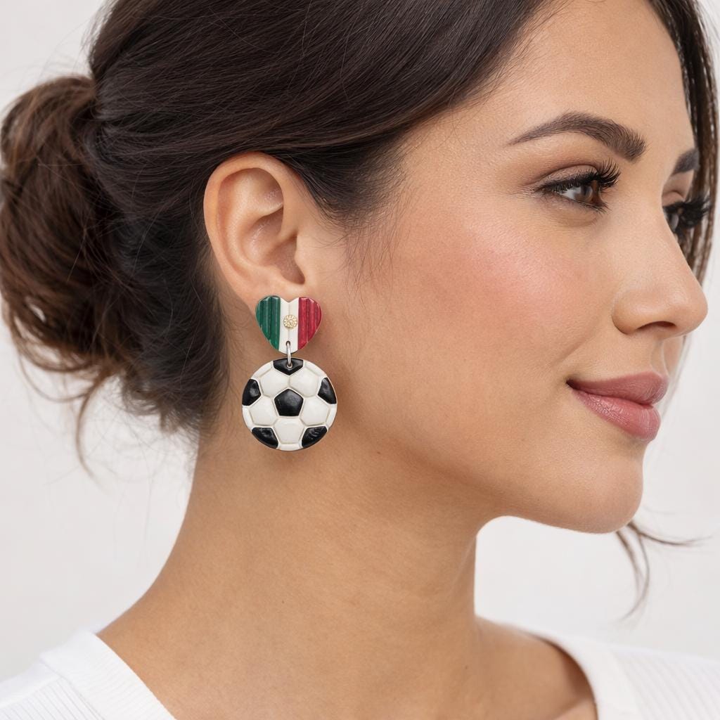 Heart Country Flag Soccer Ball Earrings – Lightweight Game Day Jewelry