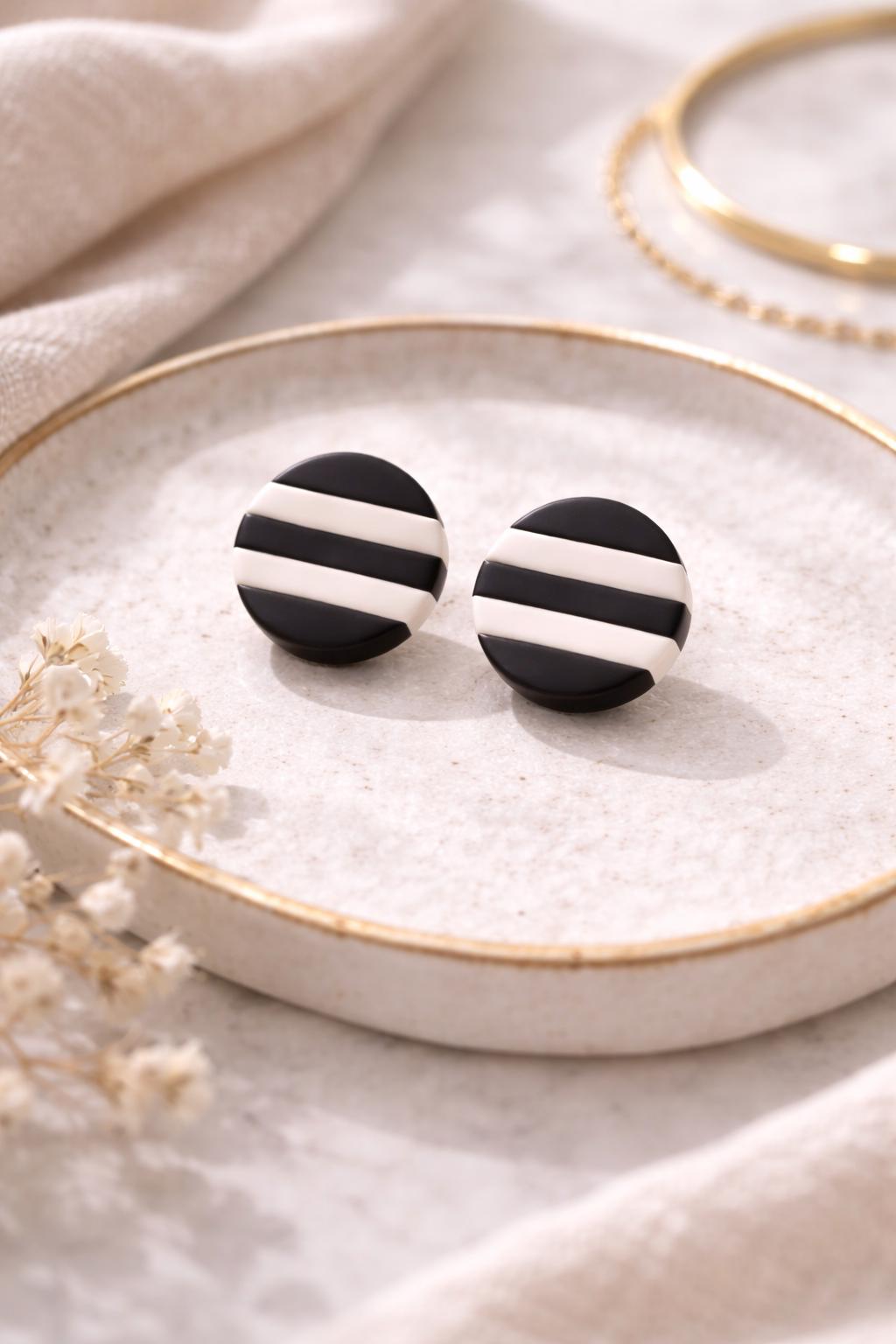 Set of 3 - Matte Polymer Clay Stud Earrings – Neutral Trio, Minimalist Everyday Jewelry
