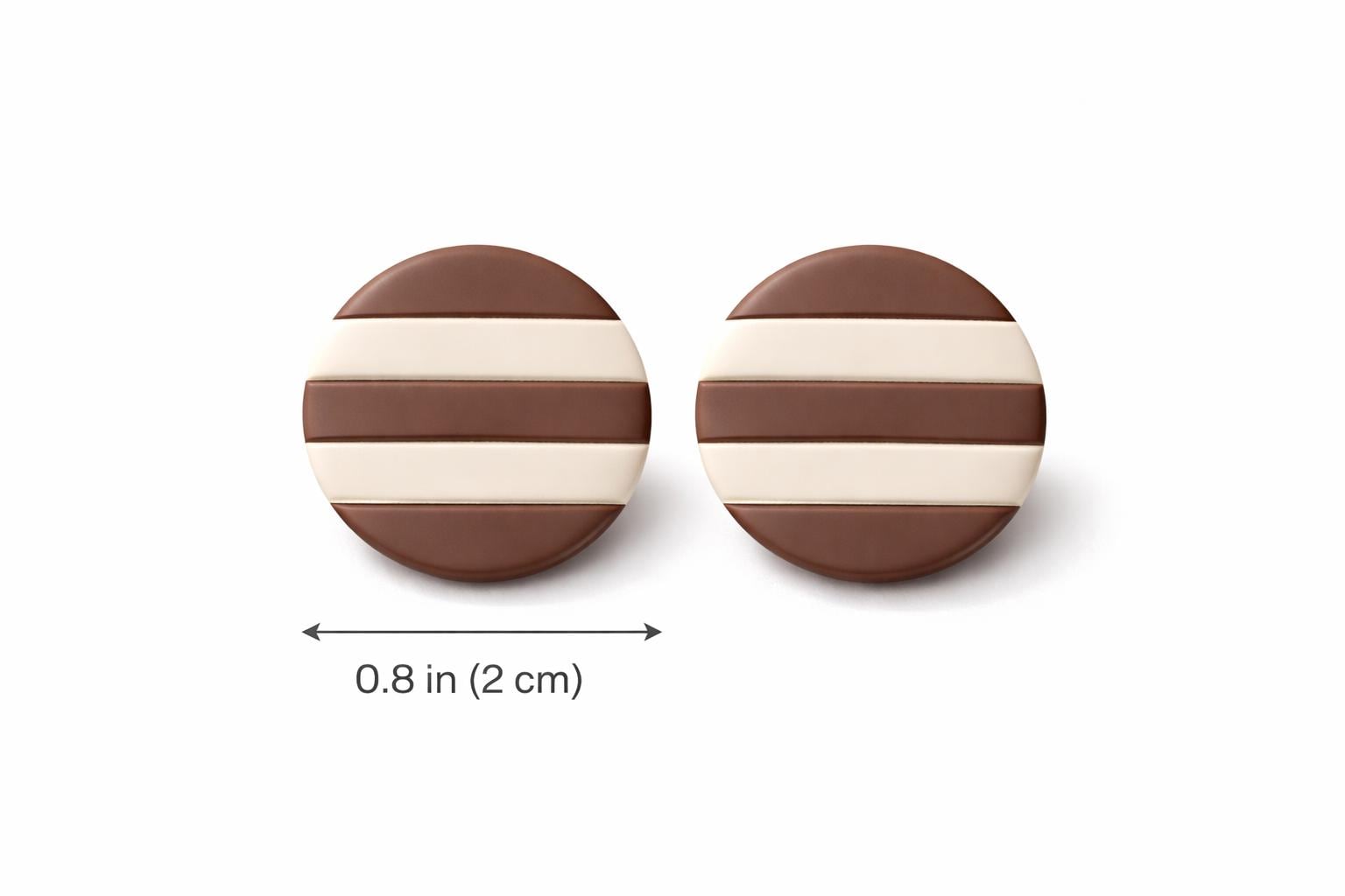 Neutral Striped Round Polymer Clay Stud Earrings – Modern Classic Minimalist Jewelry