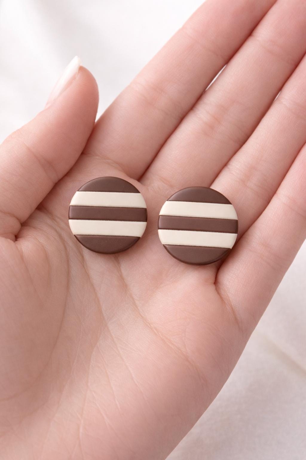Set of 3 - Matte Polymer Clay Stud Earrings – Neutral Trio, Minimalist Everyday Jewelry
