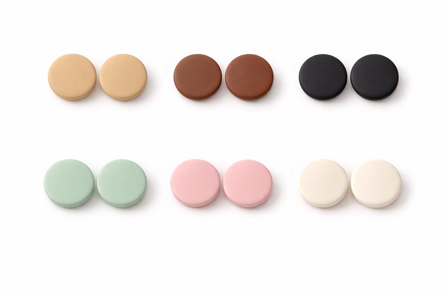 Minimalist Round Polymer Clay Stud Earrings, Neutral Tones, Stainless Steel Posts