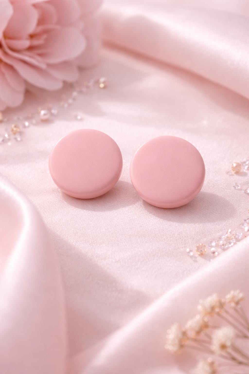 Set of 3 - Minimalist Round Stud Earrings, Neutral Polymer Clay, Hypoallergenic Stainless Steel Set