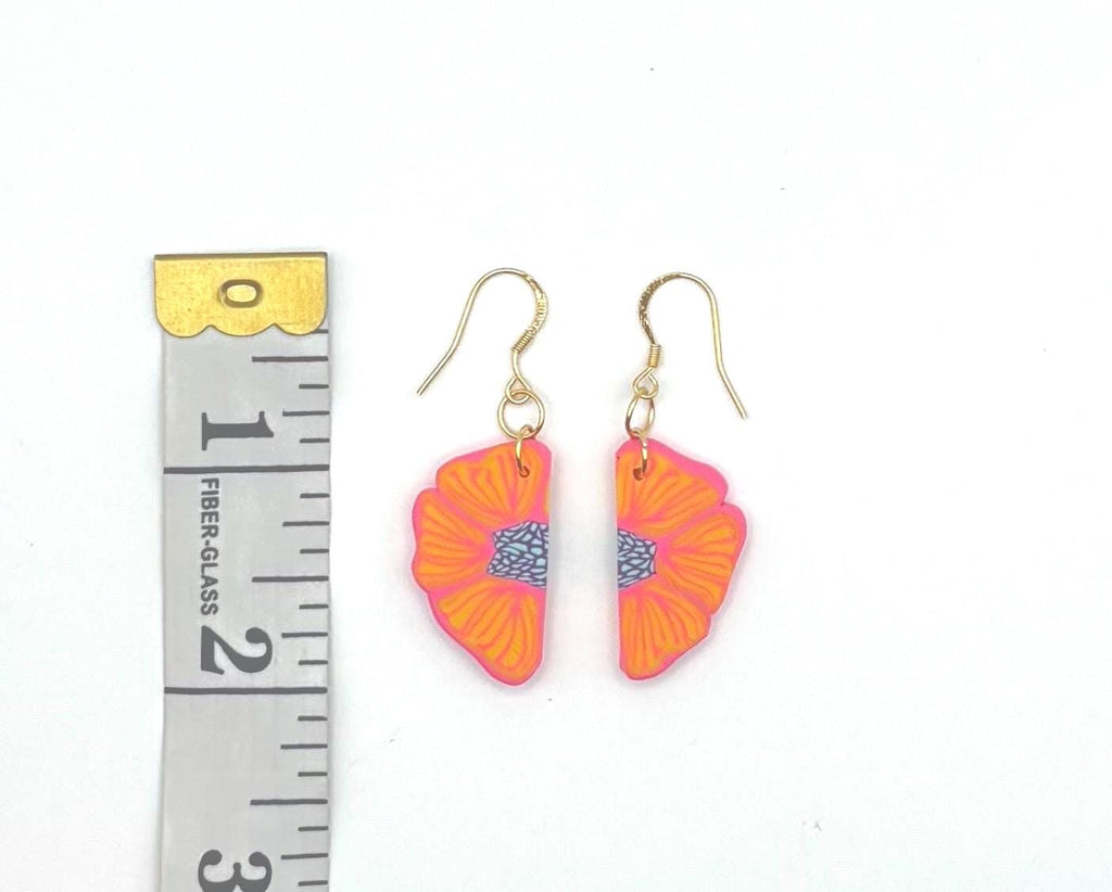 Handmade Tropical Flower Earrings – 18K Gold Plated Hooks, Lightweight Bold Jewelry