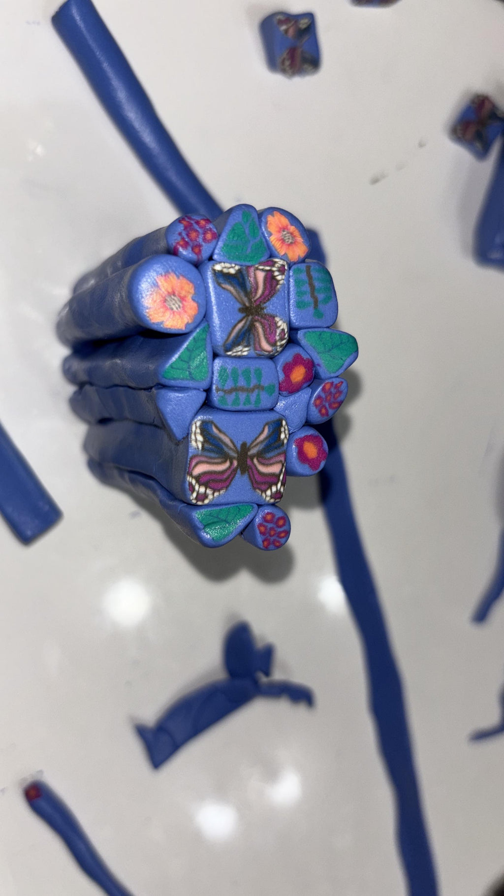 Handmade Floral Polymer Clay Dangle Earrings – Stainless Steel Hooks
