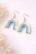 Pastel Rainbow Dangle Earrings – Handmade Polymer Clay, 18K Gold Plated Hooks