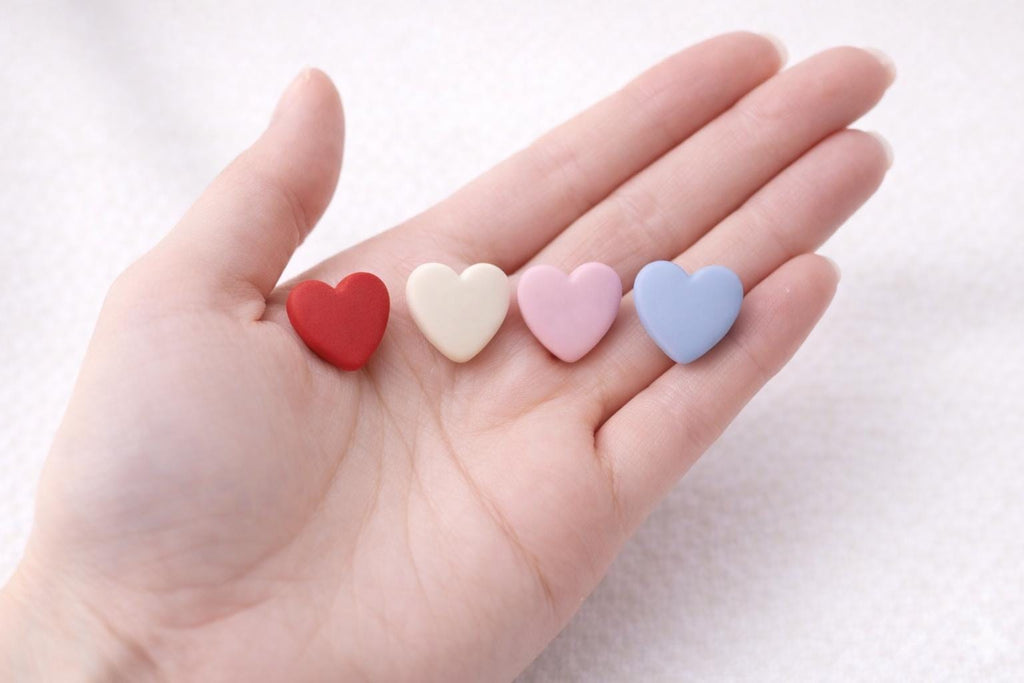 Heart Stud Earrings, Colorful Heart Earrings, Minimalist Polymer Clay Earrings, Cute Pastel Earrings, Lightweight Jewelry, Gift for Her