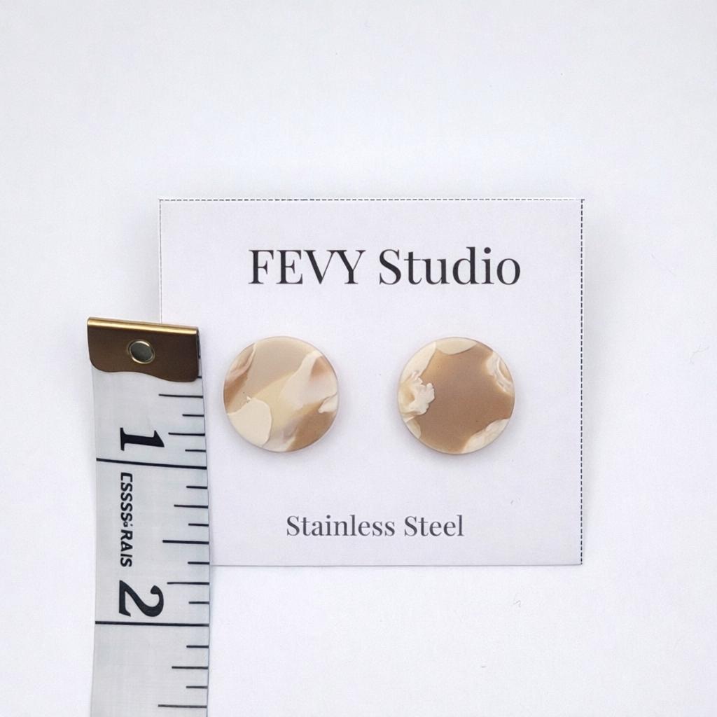 Neutral Beige Stud Earrings, Minimalist Polymer Clay Earrings, Lightweight Earrings, Everyday Jewelry, Gift for Her, Stainless Steel