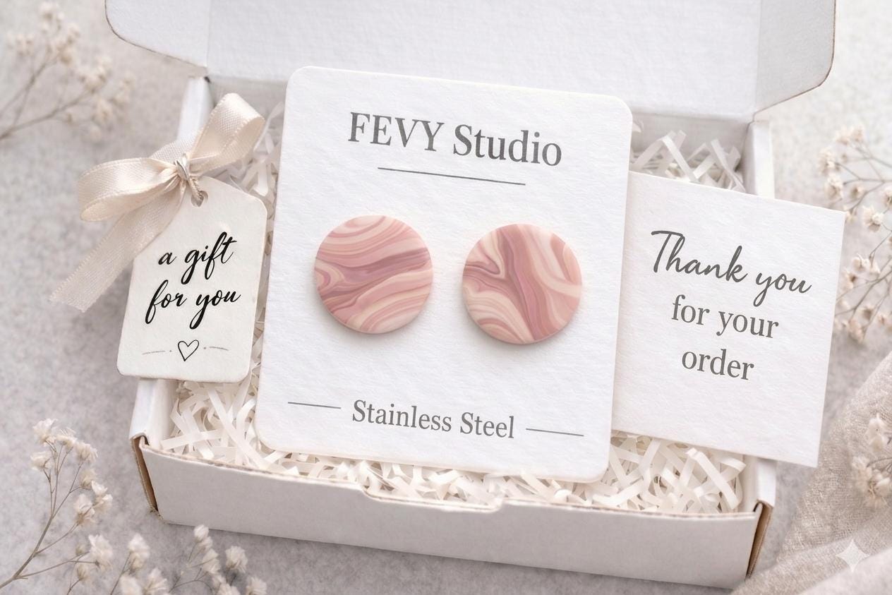 Blush Pink Stud Earrings, Polymer Clay Earrings, Neutral Minimalist Earrings, Nude Earrings, Lightweight Studs, Gift for Her, Everyday Jewel