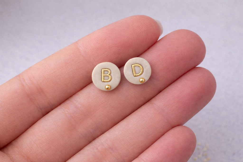 Mini Personalized Initial Earrings • Tiny Gold Letter Earrings • Custom Initial Jewelry • Minimalist Handmade Gift