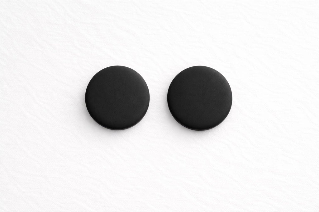 Matte Black Marble Stud Earrings Set, Minimalist Stainless Steel Jewelry