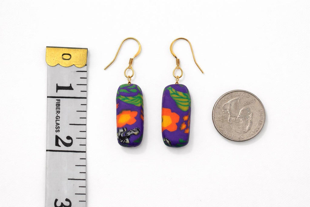 Floral Polymer Clay Earrings – 18K Gold Plated Hooks – Handmade Lightweight Earrings – Colorful Statement Jewelry Gift for Her