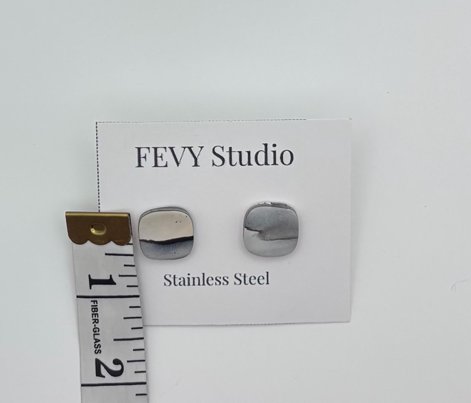 Black White Polymer Clay Stud Earrings | Minimalist Modern Lightweight Jewelry