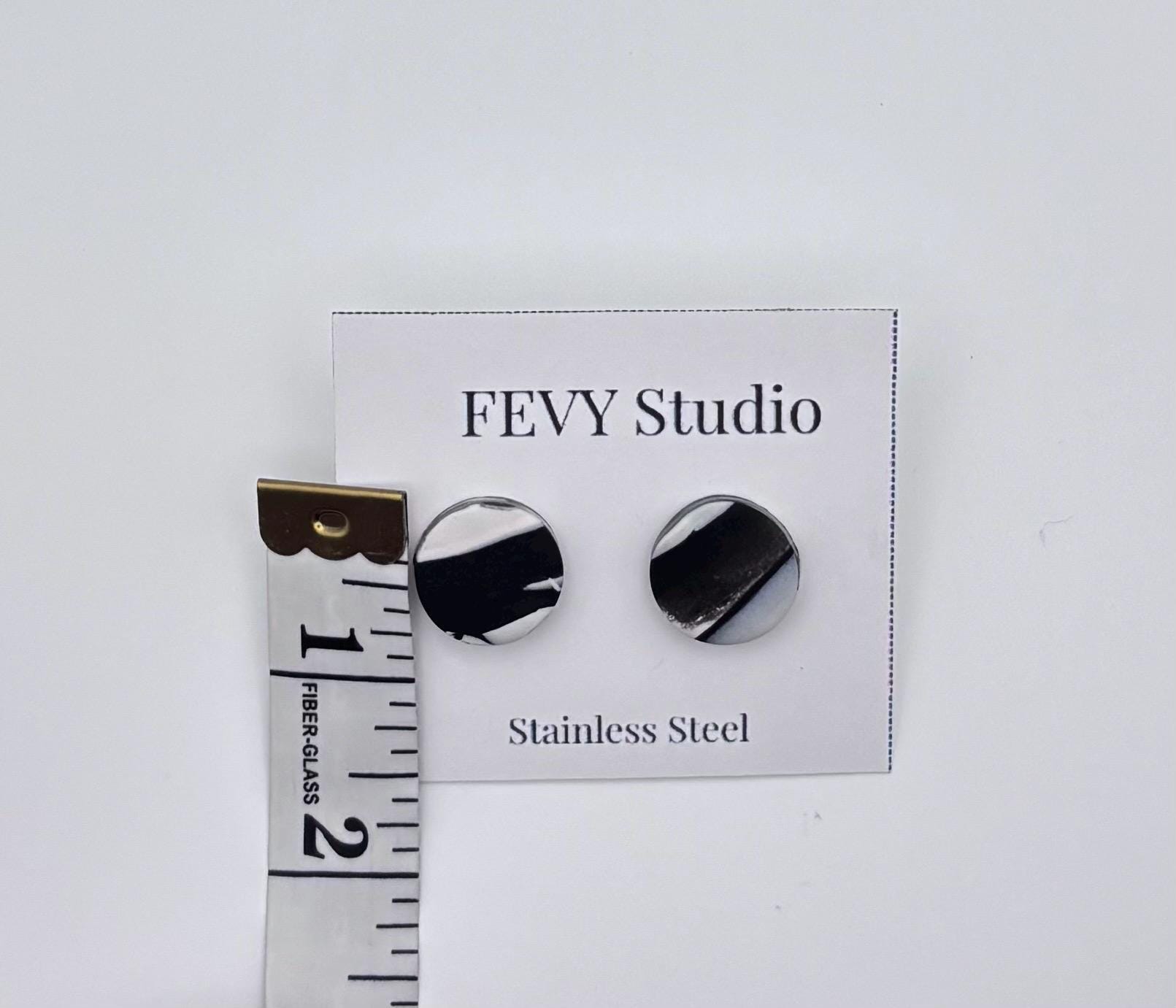 Black and White Stud Earrings, Polymer Clay Earrings, Minimalist Earrings, Abstract Earrings, Neutral Studs, Stainless Steel Post