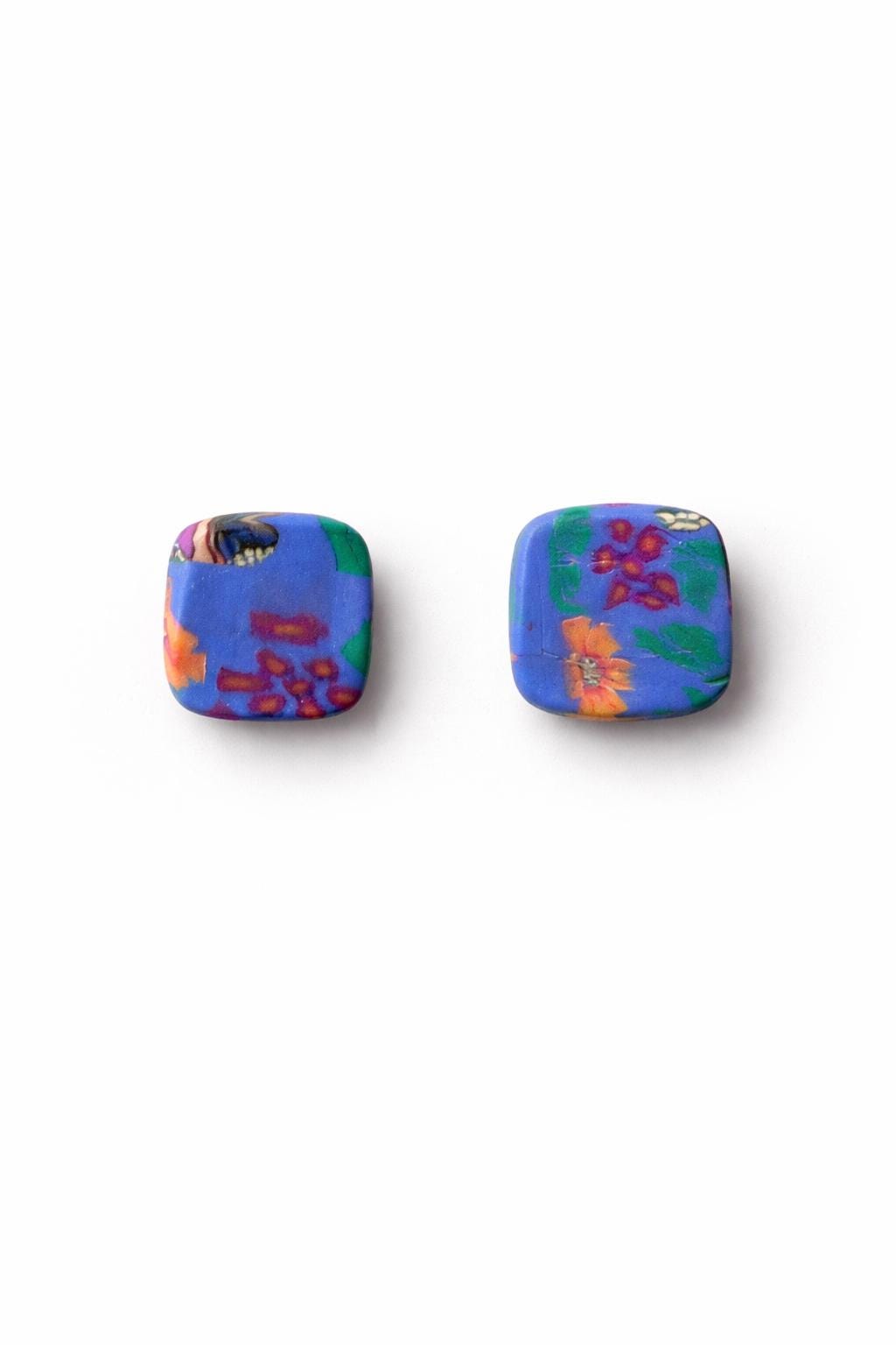 Polymer Clay Earrings Set of 2 | Colorful + Black White Stud Earrings | Lightweight Handmade Gift
