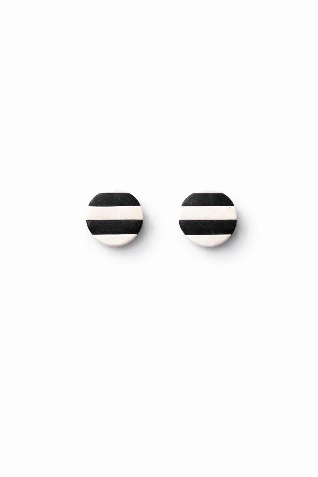 Polymer Clay Earrings Set of 2 | Colorful + Black White Stud Earrings | Lightweight Handmade Gift