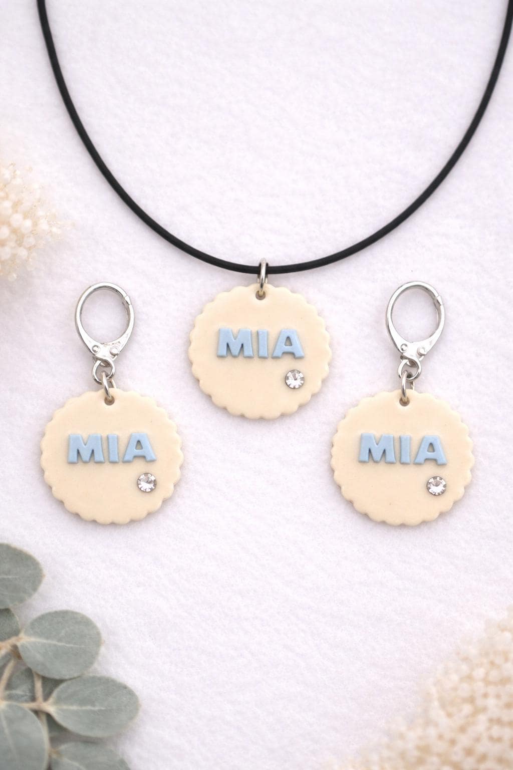 Personalized Name Jewelry Set, Custom Polymer Clay Necklace Earrings, Stainless Steel Hooks