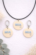 Personalized Name Jewelry Set, Custom Polymer Clay Necklace Earrings, Stainless Steel Hooks