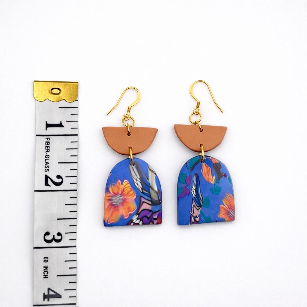 Colorful Polymer Clay Earrings | 18K Gold Plated Stainless Steel Hooks | Lightweight Statement Earrings | Handmade Boho Dangle | Gift for He