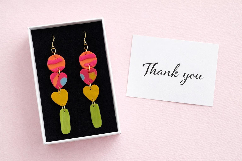 Colorful Polymer Clay Statement Earrings, Modern Artistic Dangle Jewelry, Lightweight Bold Design