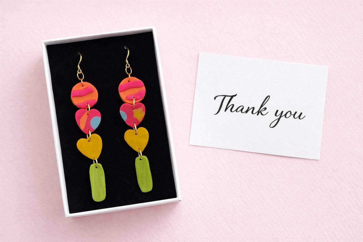 Colorful Polymer Clay Statement Earrings, Modern Artistic Dangle Jewelry, Lightweight Bold Design