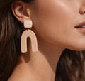Minimalist Arch Earrings, Neutral Polymer Clay Statement Jewelry, Lightweight Handmade Modern Design