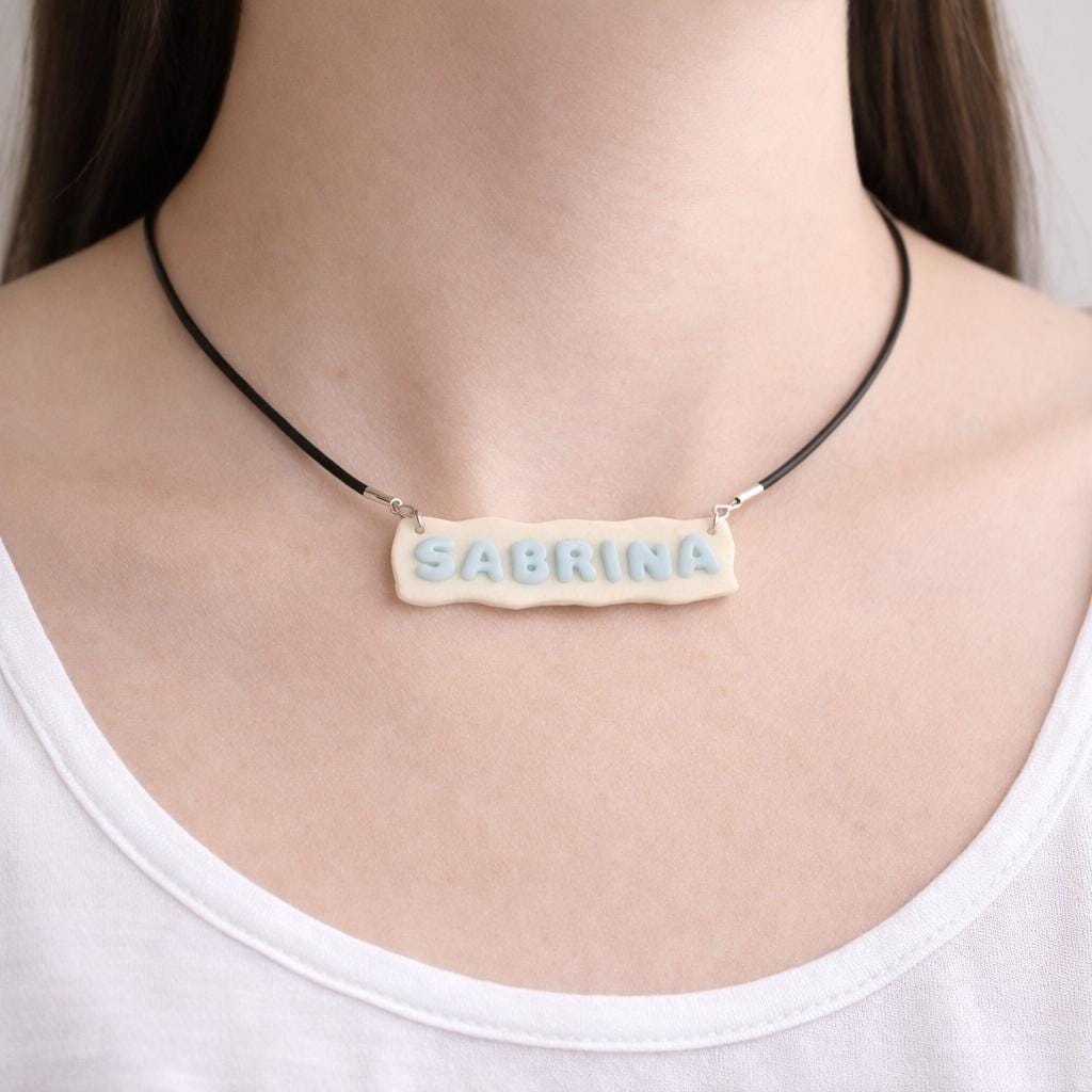 Personalized Name Necklace, Custom Clay Name Necklace, Handmade Polymer Clay Jewelry, Cute Pastel Name Necklace, Gift for Her, Unique