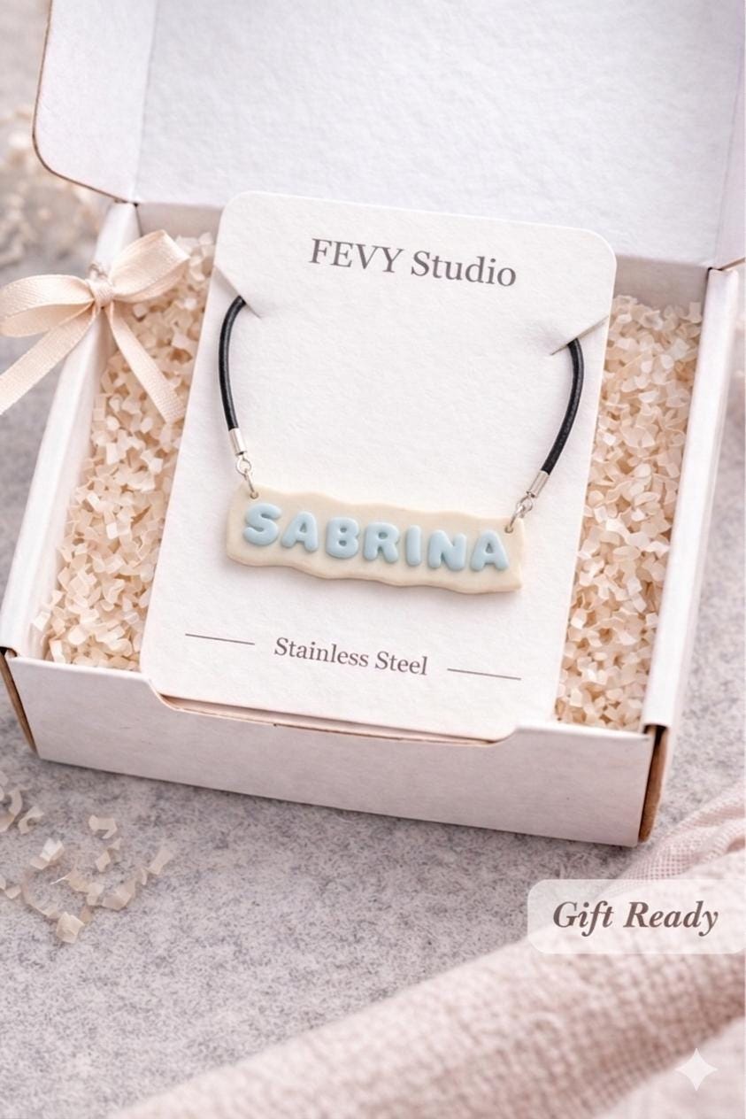 Personalized Name Necklace, Custom Clay Name Necklace, Handmade Polymer Clay Jewelry, Cute Pastel Name Necklace, Gift for Her, Unique