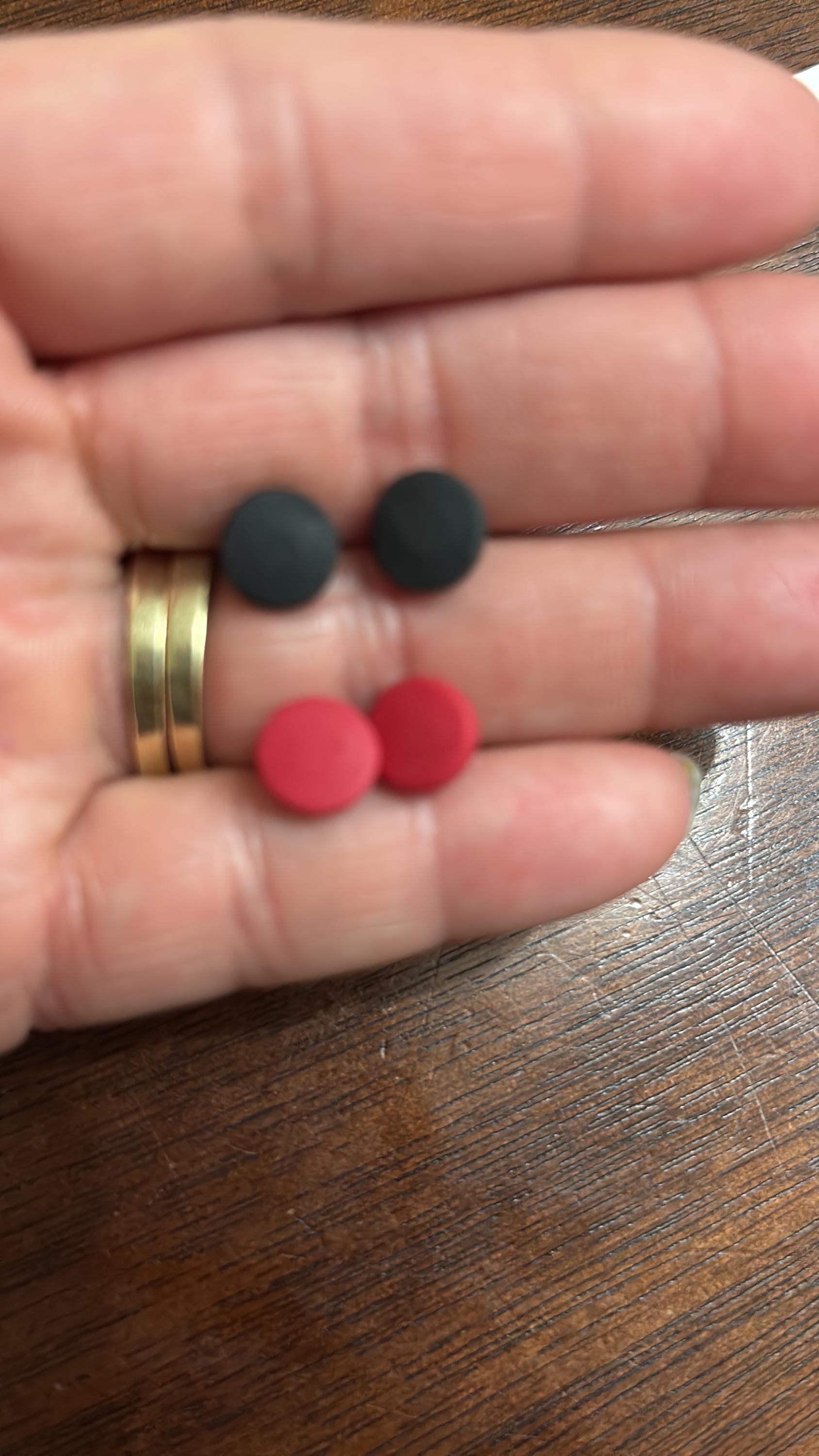 Polymer Clay Stud Earrings Set, Red & Black  Stainless Steel Post, Small Everyday Earrings, Handmade Jewelry Gif