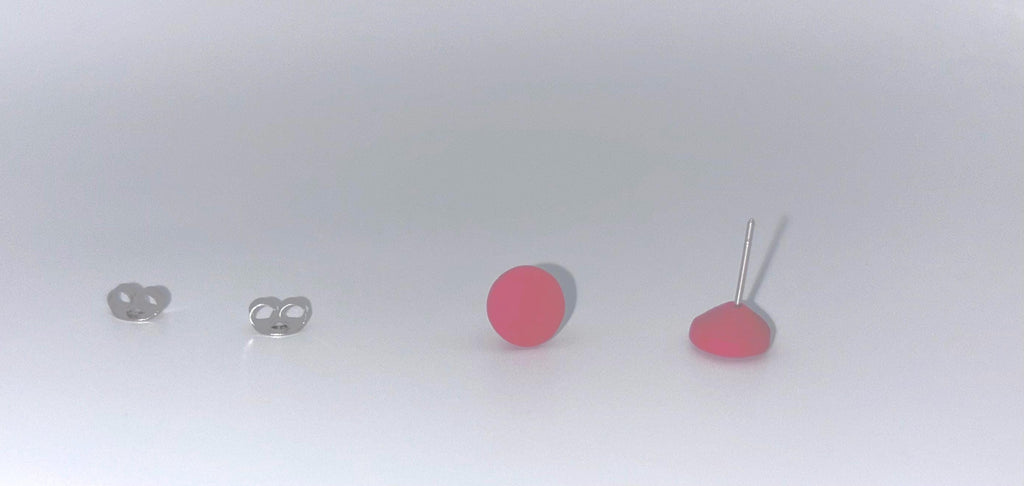Polymer Clay Stud Earrings Set, Red & Black  Stainless Steel Post, Small Everyday Earrings, Handmade Jewelry Gif