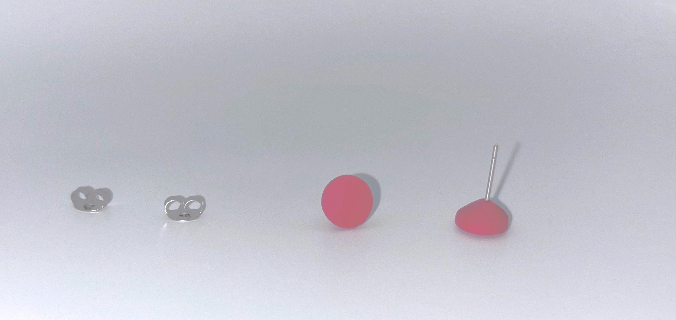 Polymer Clay Stud Earrings Set, Red & Black  Stainless Steel Post, Small Everyday Earrings, Handmade Jewelry Gif
