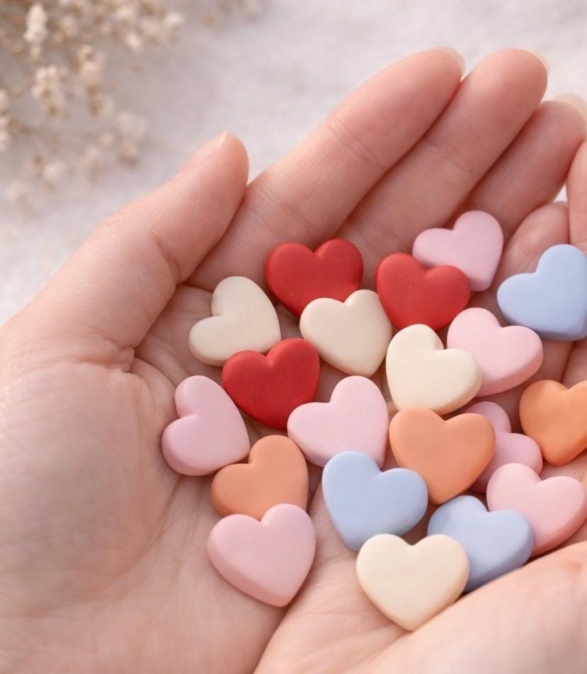 Heart Stud Earrings, Colorful Heart Earrings, Minimalist Polymer Clay Earrings, Cute Pastel Earrings, Lightweight Jewelry, Gift for Her