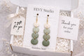 Sage Green Dangle Earrings, Minimalist Polymer Clay Earrings, Gold Hook Earrings, Neutral Handmade Jewelry, Gift for Her, Lightweight