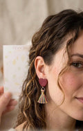 Handmade Polymer Clay Earrings – Red Heart & Rainbow Tassel Dangles – Lightweight Statement Jewelry with Stainless Steel Hooks