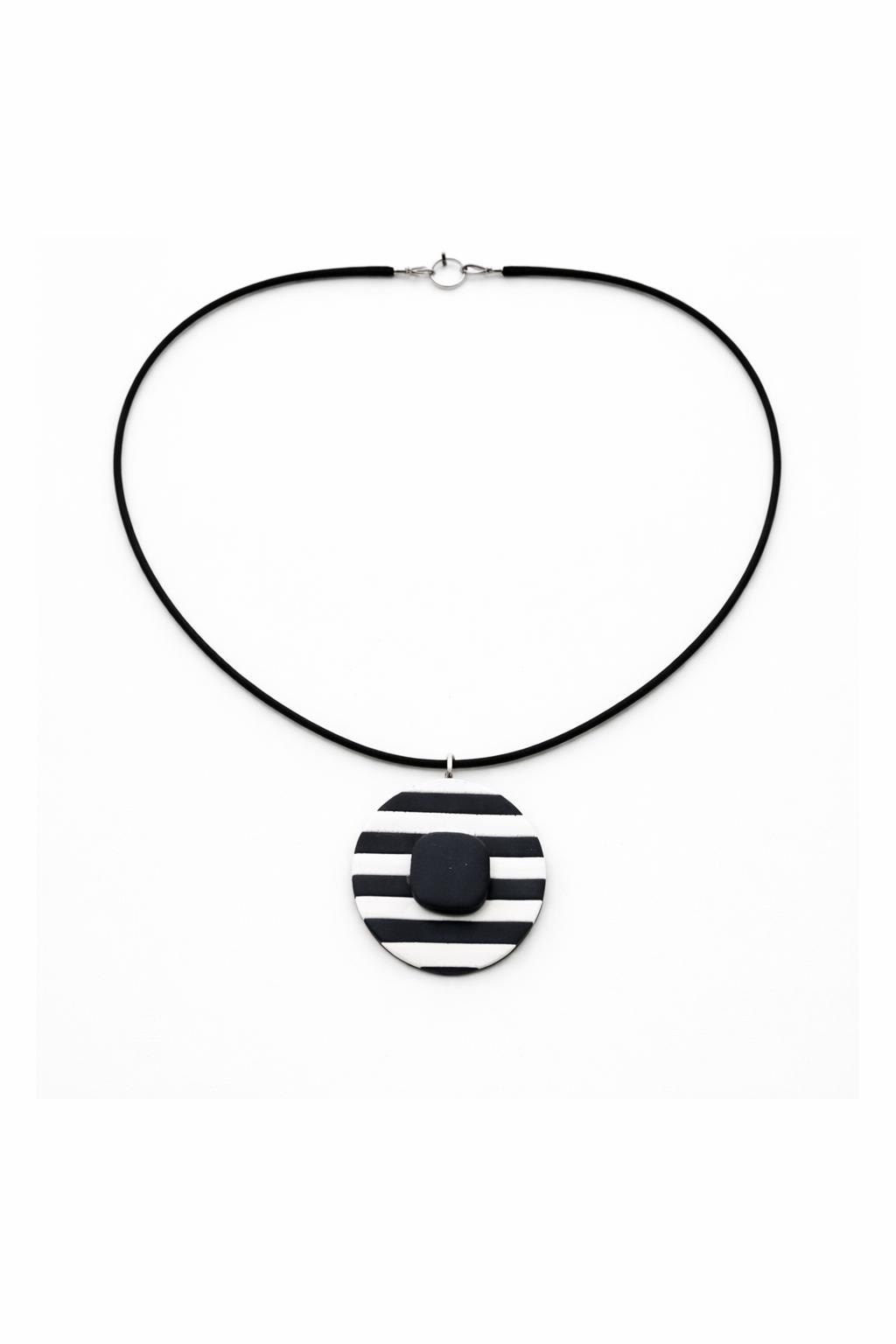 Black and White Geometric Pendant Necklace | Minimalist Statement Necklace | Polymer Clay Jewelry | Modern Circle Necklace | Gift for Her