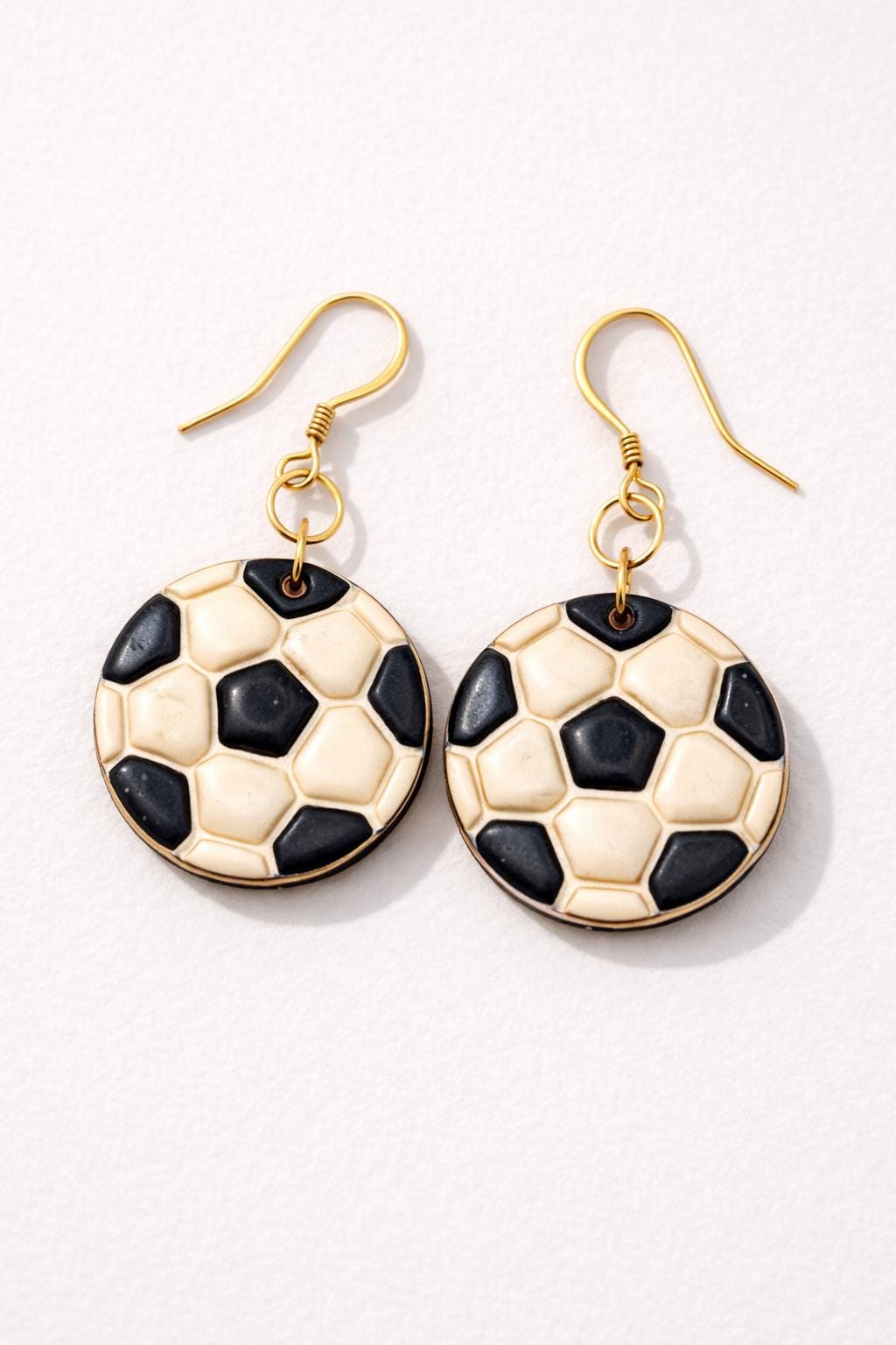 Soccer Ball Earrings for Women – Dangle Drop – Game Day Jewelry – Soccer Fan Gift – Polymer Clay – Handmade
