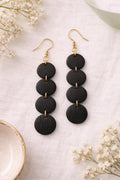 Black Statement Earrings – Minimalist Style Clay Earrings – 18K Gold-Plated Hooks – Lightweight Dangle Earrings – Gift for Her