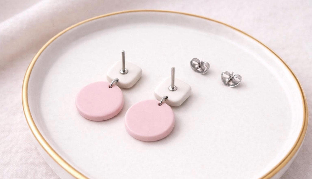 Minimalist Polymer Clay Earrings, 6 Colors Earrings Set, Lightweight Dangle Earrings, Pastel Earrings, Gift for Her, Modern Everyday Jewelry