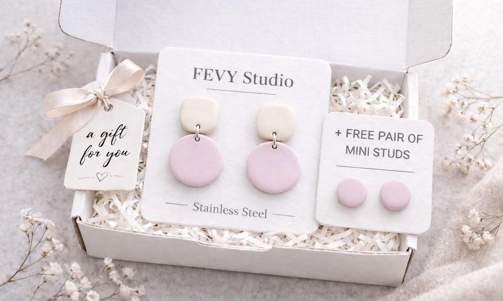 Minimalist Polymer Clay Earrings, 6 Colors Earrings Set, Lightweight Dangle Earrings, Pastel Earrings, Gift for Her, Modern Everyday Jewelry