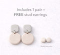 Handmade Polymer Clay Dangle Earrings, Minimalist Pastel Jewelry Set, Lightweight Gift