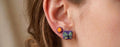 Colorful Butterfly Flower Polymer Clay Stud Earrings | Handmade Stainless Steel Posts