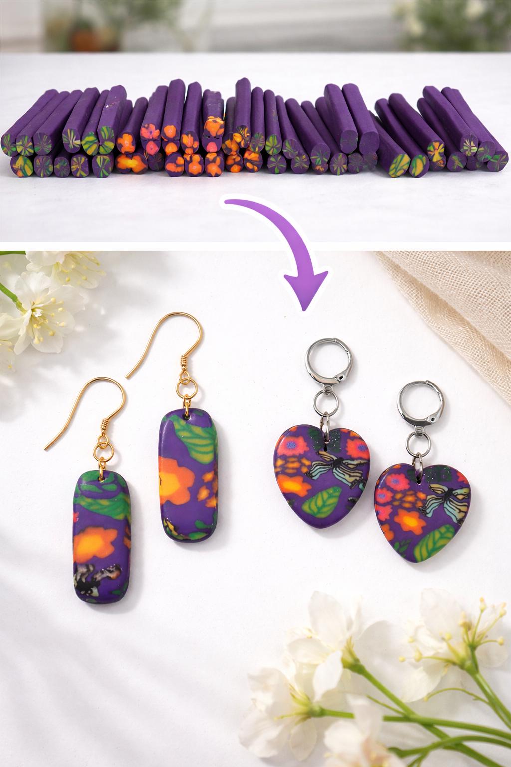 Handmade Polymer Clay Earrings | Colorful Heart Earrings | Lightweight Statement Earrings | Stainless Steel Hooks | Unique Gift for Her