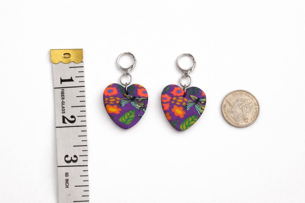 Handmade Polymer Clay Earrings | Colorful Heart Earrings | Lightweight Statement Earrings | Stainless Steel Hooks | Unique Gift for Her