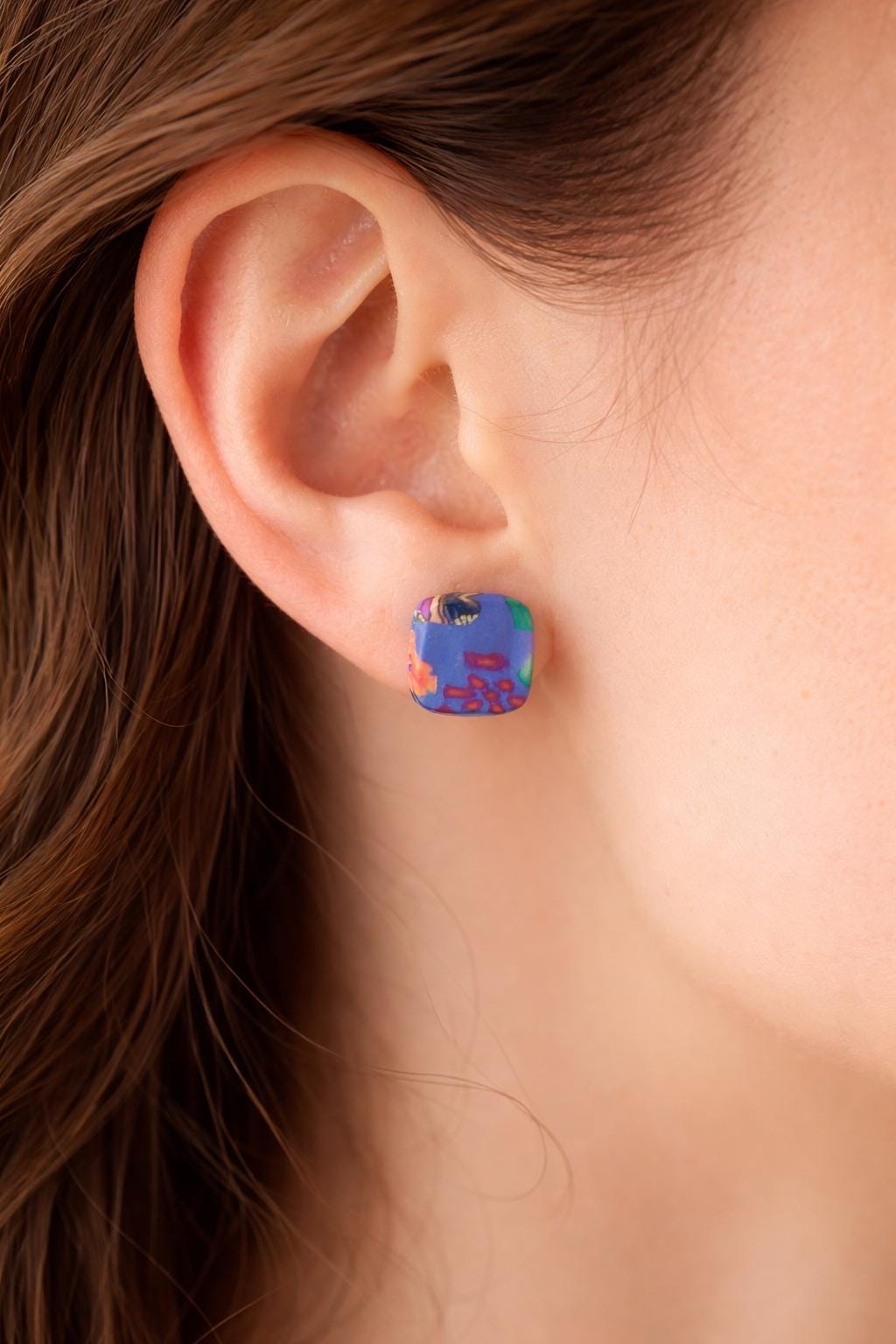 Polymer Clay Earrings Set of 2 | Colorful + Black White Stud Earrings | Lightweight Handmade Gift