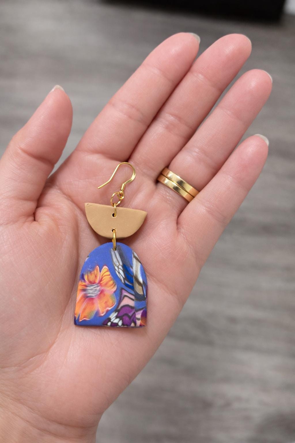 Colorful Polymer Clay Earrings | 18K Gold Plated Stainless Steel Hooks | Lightweight Statement Earrings | Handmade Boho Dangle | Gift for He